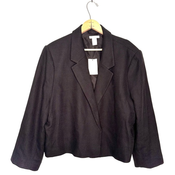 H&M | Black Textured Open Blazer Jacket Size XXL NWT - Picture 1 of 9